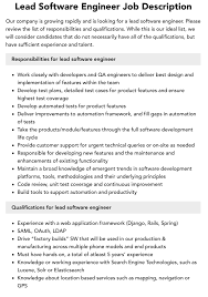 lead software engineer